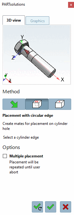 Opzione di selezione: dialogo di posizionamento 3Dfindit