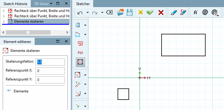 Disegno scalato con fattore di scala [Scale factor] 1,5