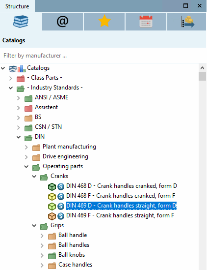 Colori di stato per l'indice del catalogo [Status colors for catalog index] in PARTdataManager
