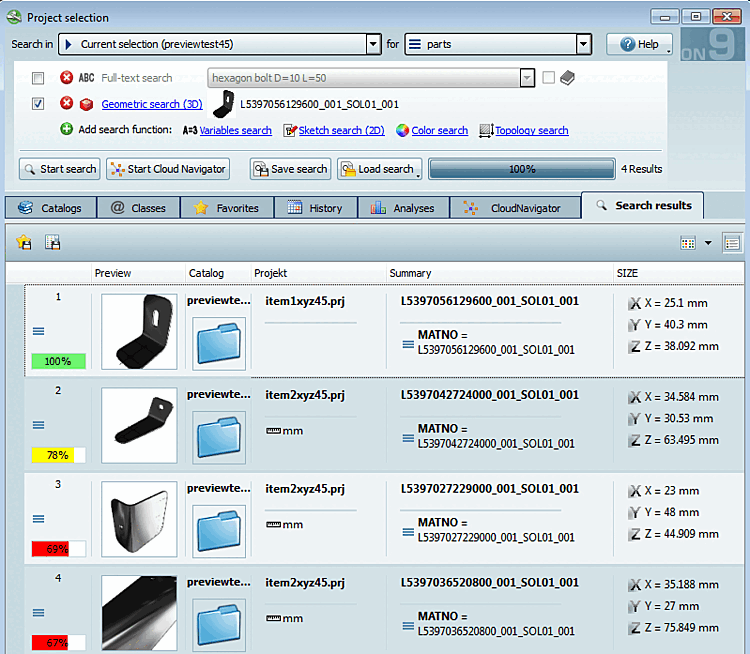Progetto con diverse anteprime di linea