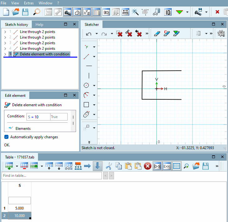 Risultato dopo la cancellazione con condizione