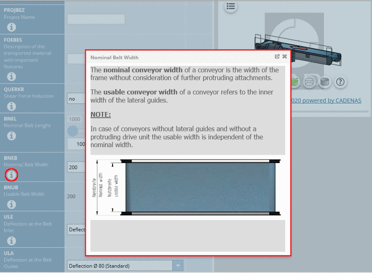 When clicking on the info icon, a tooltip with additional information is opened.