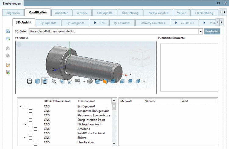 Dialog area for connection points opened