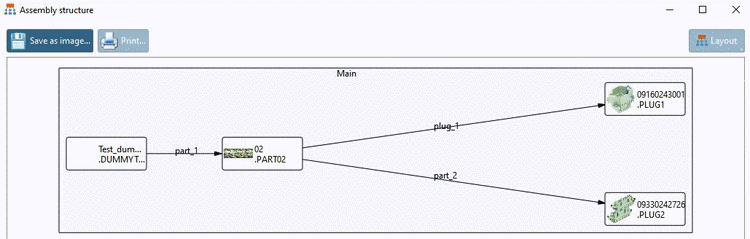 Assembly opened with function "Assembly structure"