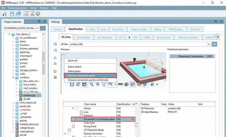 Choose connection point (for single part)