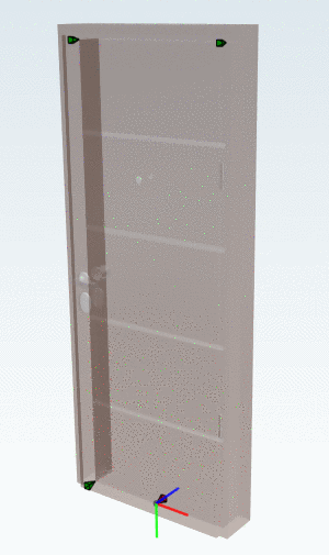 The Door is placed at the mounting face of the wall. (suitable for post-mounted doors).