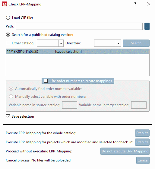 Do not use the saved selection but search again.