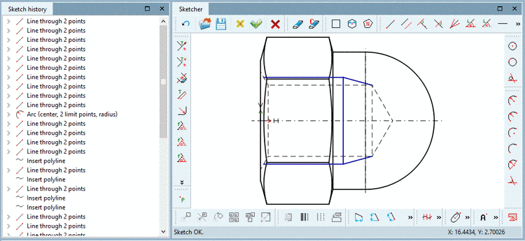 In this example the 2D derivation "TOP" has been chosen as base for the drawing.