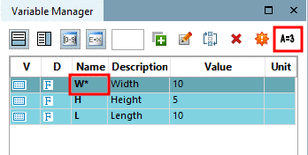 Variable highlighted with star icon