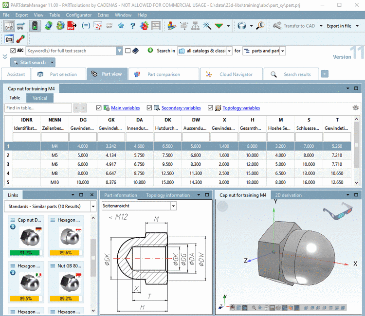PARTdataManager Part view