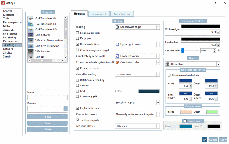 Extras -> Settings -> 3D view
