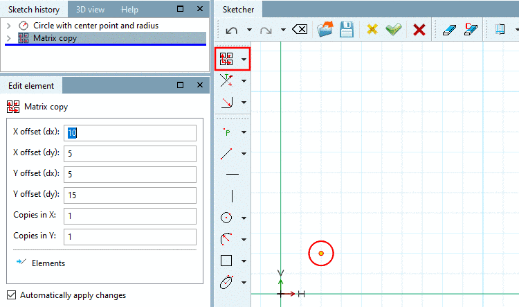 Copy 1 means that only the original element is displayed.