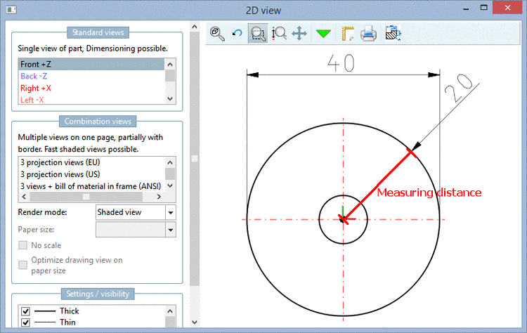 Example "Measuring distance" in 2D