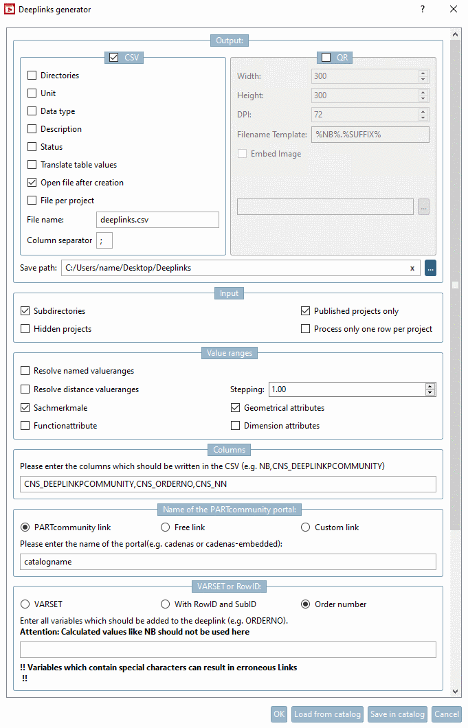 Deeplinks generator with standard settings
