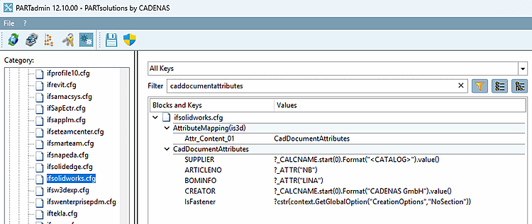 Esempio da ifsolidworks.cfg