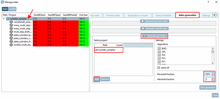 Aggiungere progetti/directory alla generazione tramite drag & drop