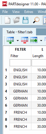 Variabile di filtro "FILTRO"