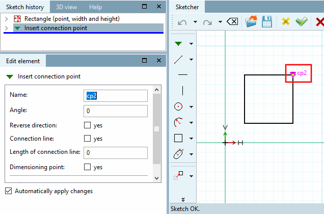 Visualizzazione del nome del punto di attacco