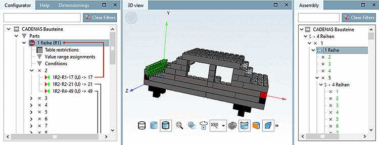 Configurazione con opzione di configurazione libera o modello con autoassemblaggio automatico o parziale