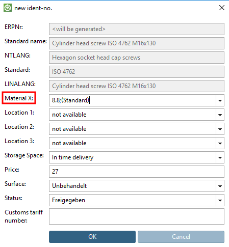"Materiale X" si traduce come "Materiale X".