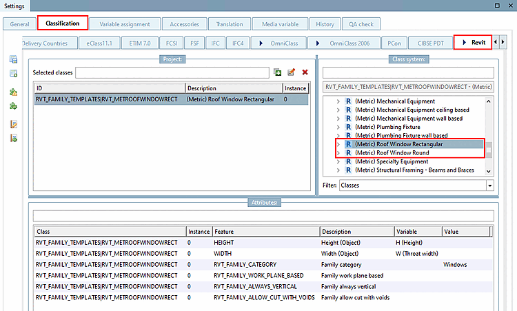 "Classificazione "Revit