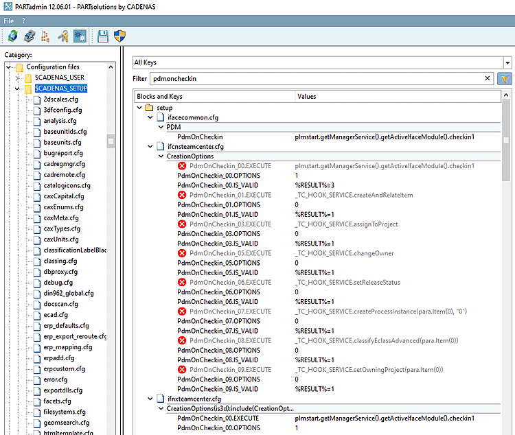 PdmOnCheckin_xx.EXECUTE in diversi file di configurazione