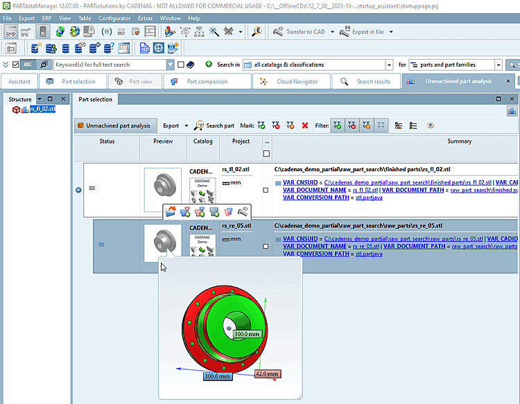 L'anteprima consente di riconoscere le deviazioni approssimative tra il pezzo grezzo e il pezzo finito.