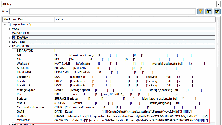 PARTadmin > File di configurazione > erpcustom.cfg > Blocco "USERDIALOG" > ORDERNO