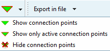 Mostra punti di connessione [Show connection points], Mostra punti di connessione attivi [Show active connection points], Nascondi punti di connessione [Hide connection points]
