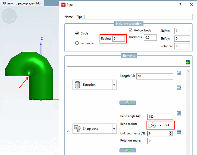 Raggio di curvatura leggermente superiore al raggio del cerchio