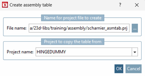 Creare la tabella degli assiemi [Create assembly table]