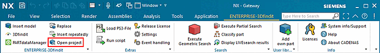 Aprire il progetto [Open project] (esempio da NX)