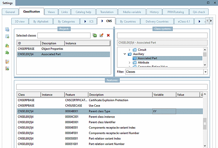 Feature con variabile assegnata "XY"