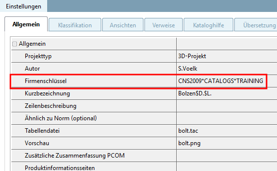 Impostazioni [Settings] -> scheda Generale [General] -> Generale [General] -> Chiave aziendale [Company key]