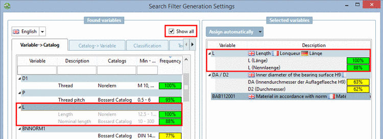 Preferences... -> Part selection