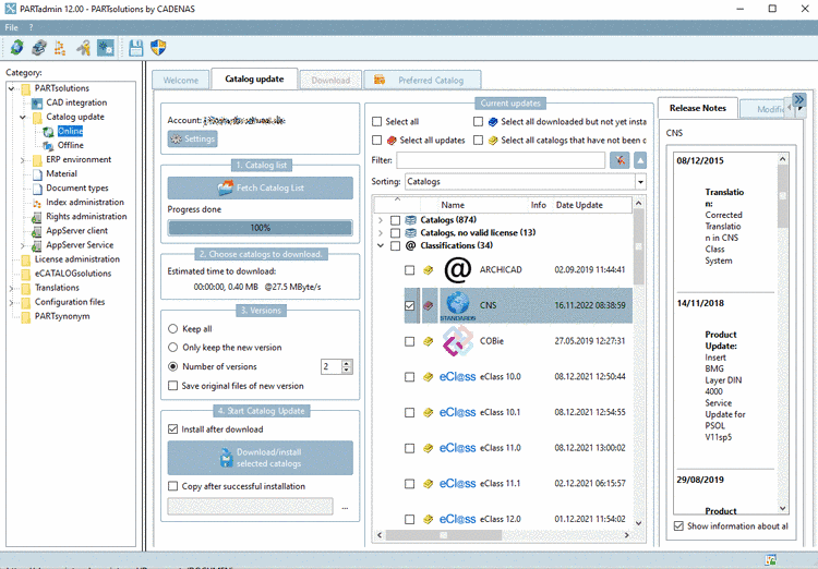 Install classifications