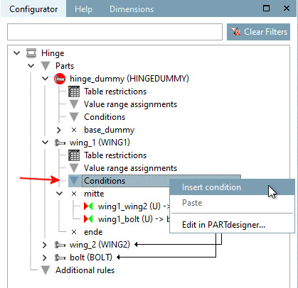 Call "Insert condition"