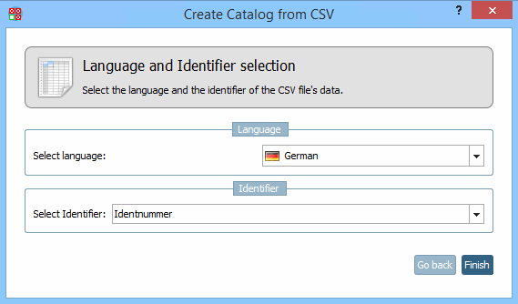 Selezione della lingua e dell'identificativo [Language and Identifier selection]