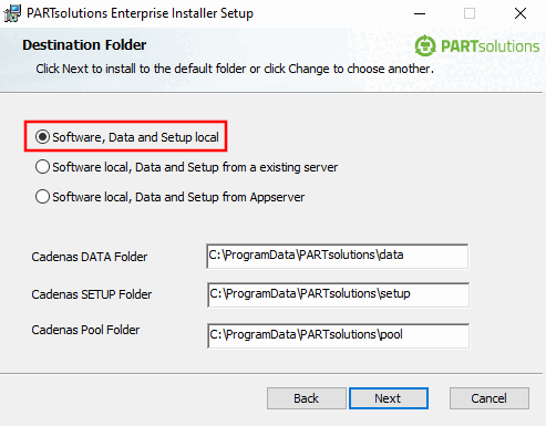 Esempio: Software, Dati e Setup locali (in altre parole, il RemoteFileSystem non viene utilizzato).