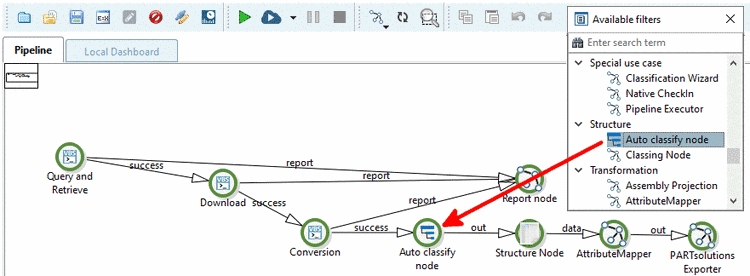 Insert "Auto classify" node into pipeline