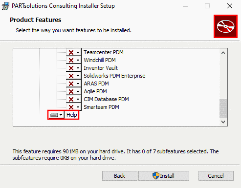 Selection of program help in installer (here exemplified with Consulting Installer)