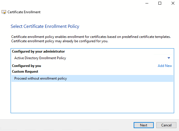 Selezionare la politica di iscrizione dei certificati