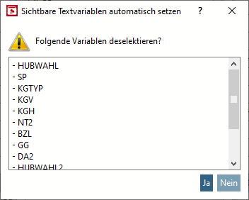 Domanda: "Deselezionare le seguenti variabili? [Deselect the following variables?]".