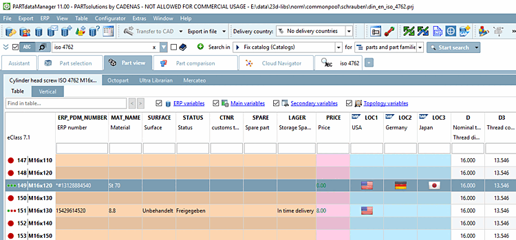 "Mostra i colori ERP nell'intestazione [Show ERP colors in header]" disattivato