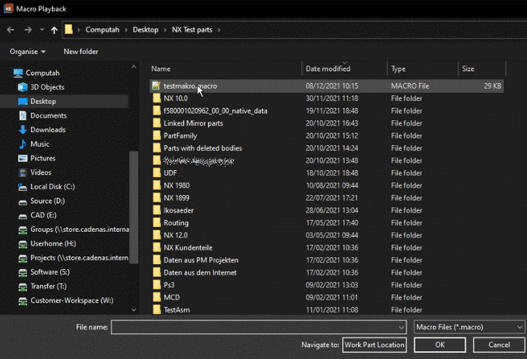 Menu -> Tools -> Macro -> Playback...