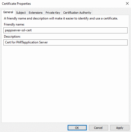 Certificate Properties > General