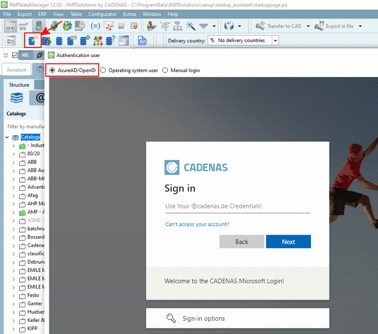 The login happens via "AzureAD/OpenID"