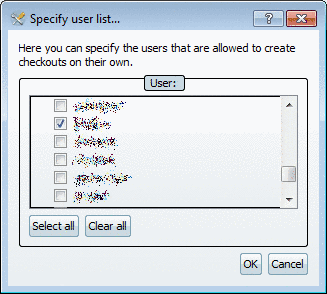 Specify user list...