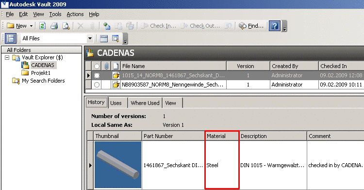 Part attributes in PDM