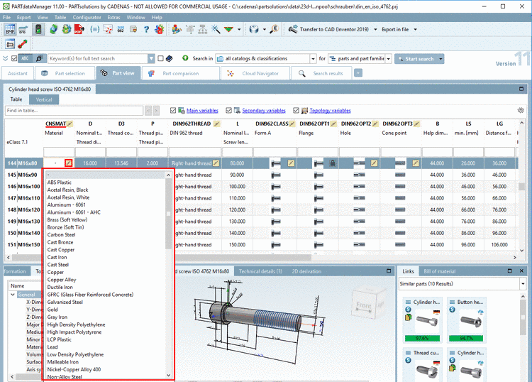 The dialog box "Enter value" opens when clicking into the respective field of the column CNSMAT.